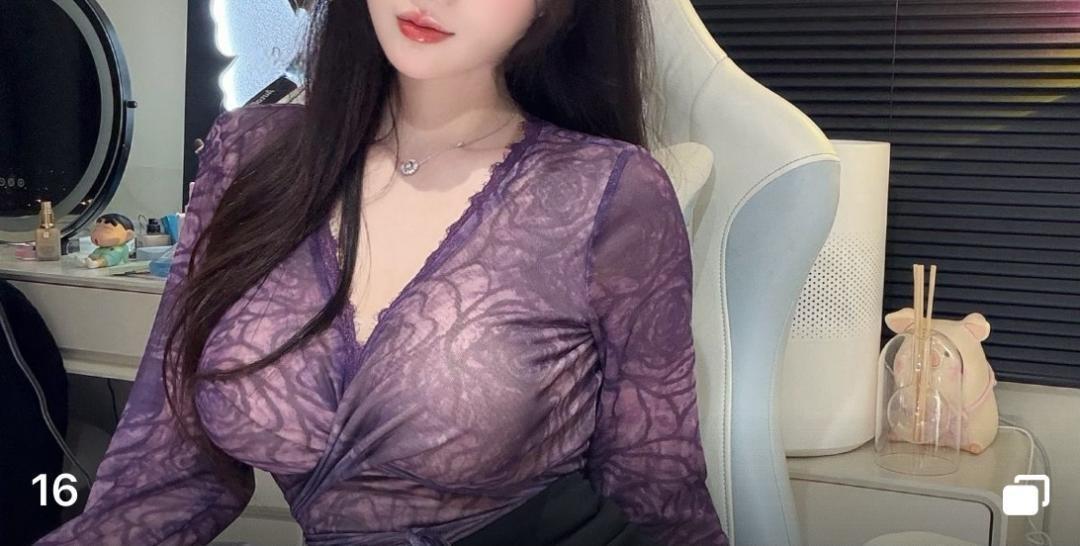 奈奈子哟 - 紫色透视玫瑰网纱人妻第3张图片