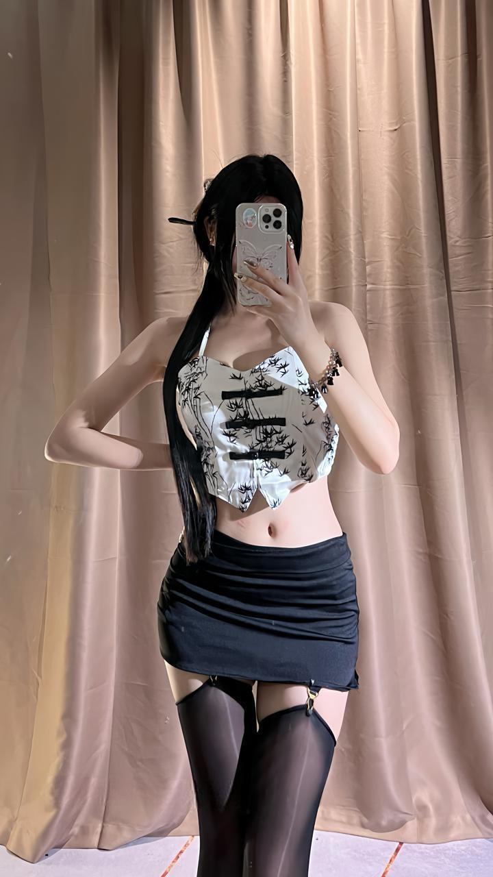 兔心心心 - 印花吊带超短裙第7张图片